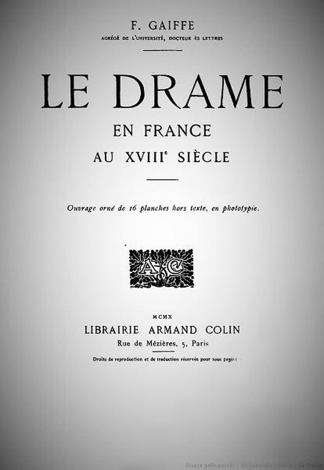 Le drame en France au XVIIIe siècle — cover