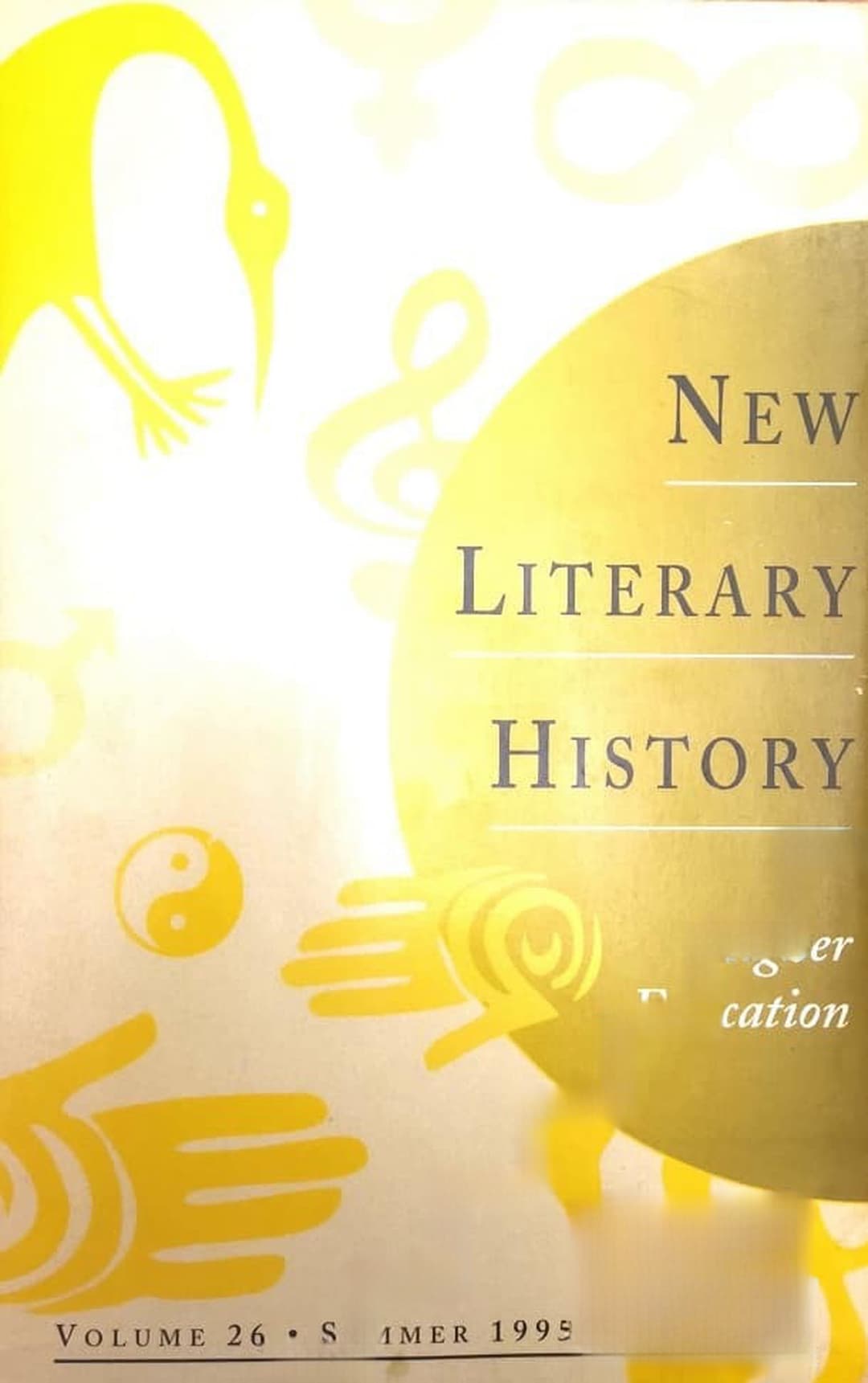 New Literary History. Vol. 26. Num. 3 / 1995 — обложка