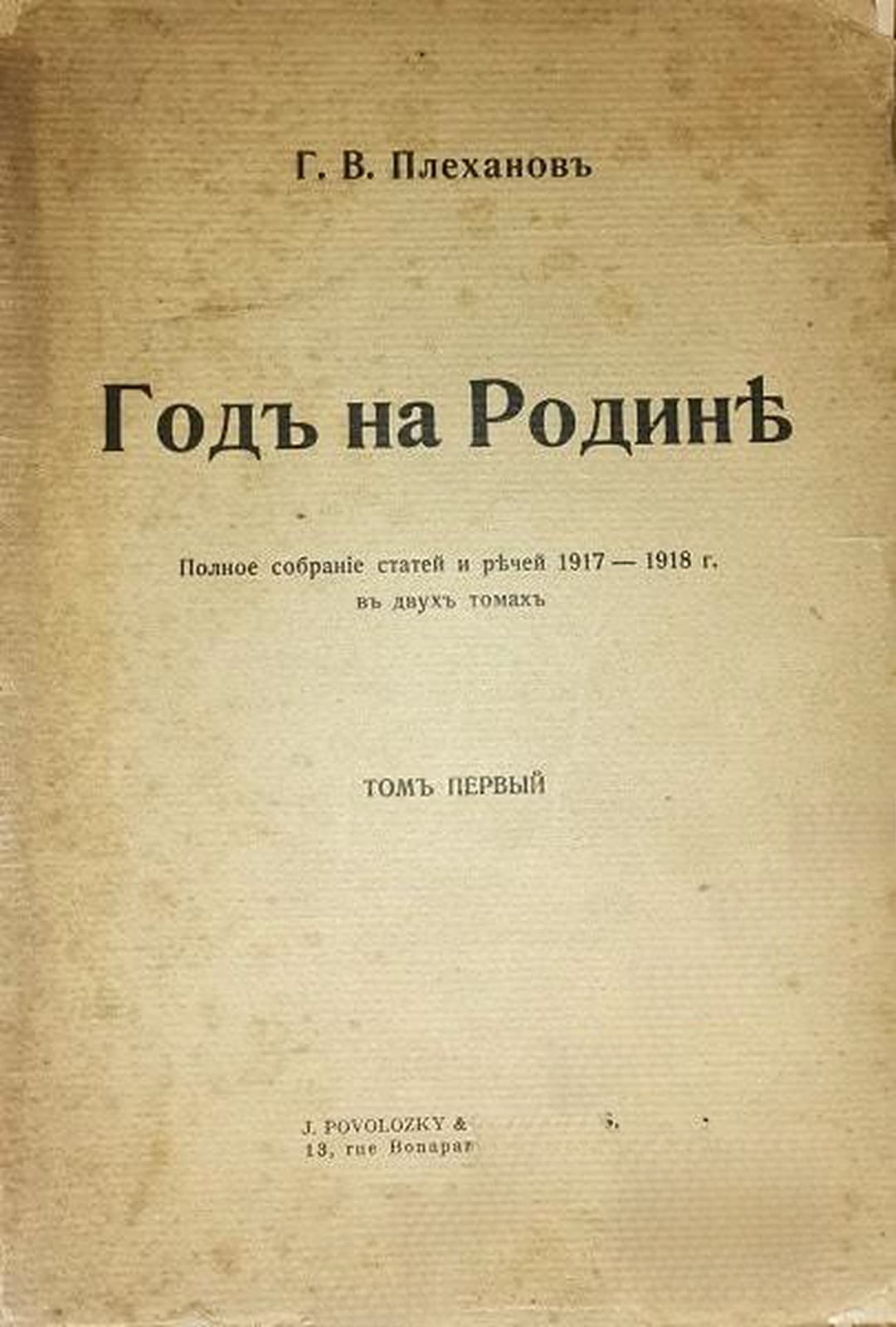 Годъ на родине. Том 1 — cover